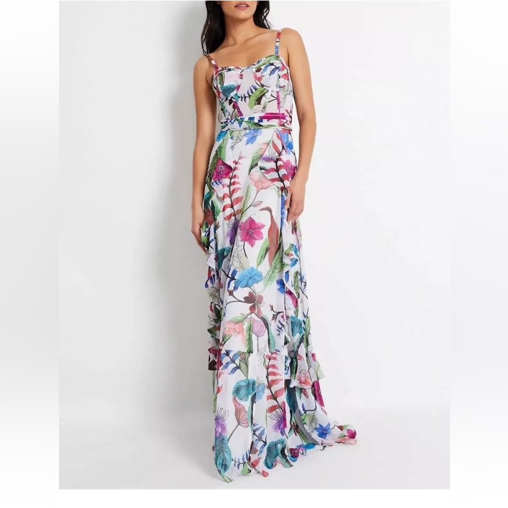 PatBO Cream Zamia Bustier Maxi Dress Floral